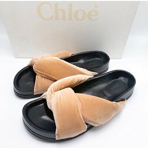 Chloé Nolan Crisscross Twisted Velvet Slides - Picture 3 of 15